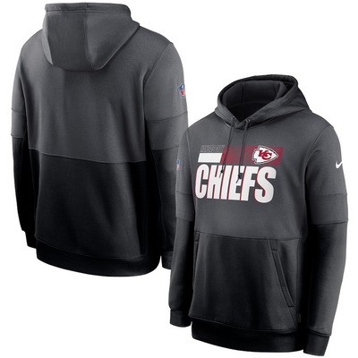 Men's Kansas City Chiefs Charcoal Black Sideline Impact Lockup Performance Pullover Hoodie