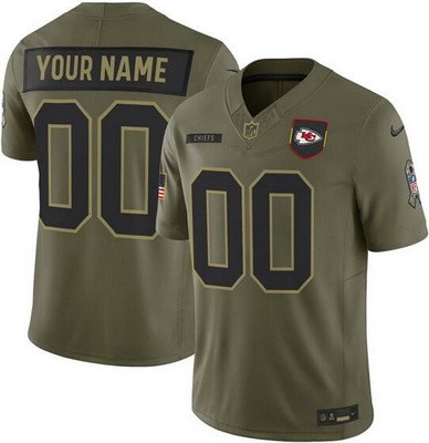Men's Kansas City Chiefs Custom Limited Green 2025 Salute To Service Jersey