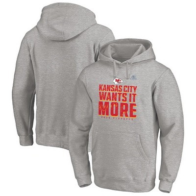 Men's Kansas City Chiefs Gray 2020 NFL Playoffs Bound Shift Pullover Hoodie