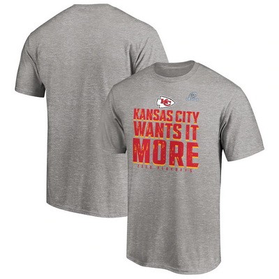 Men's Kansas City Chiefs Gray 2020 NFL Playoffs Bound Shift T Shirt