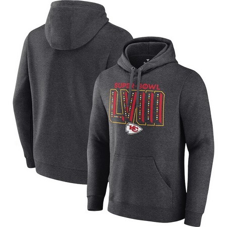 Men's Kansas City Chiefs Gray 2024 LVIII Super Bowl Champions Pullover Hoodie 403203
