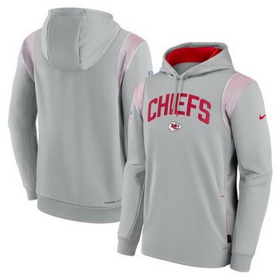 Men's Kansas City Chiefs Gray Sideline Athletic Stack Performance Pullover Hoodie