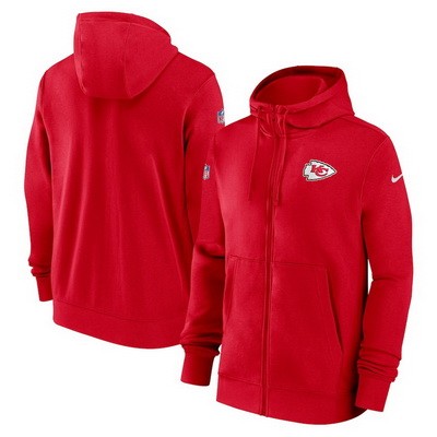 Men's Kansas City Chiefs Red Sideline Club Performance Full Zip Hoodie