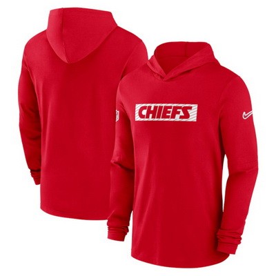 Men's Kansas City Chiefs Red Sideline Hoodie Performance Long Sleeve T Shirt