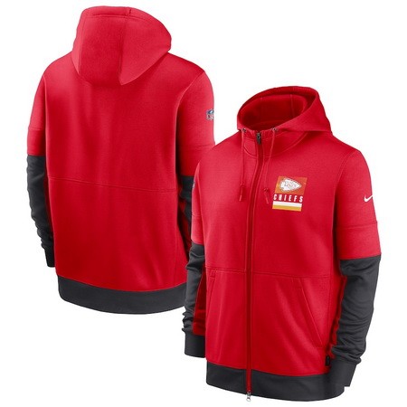 Men's Kansas City Chiefs Red Sideline Impact Lockup Performance Full Zip Pullover Hoodie
