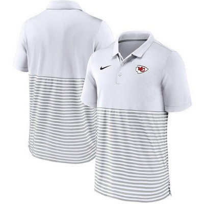 Men's Kansas City Chiefs White Stripes Patchwork Polo