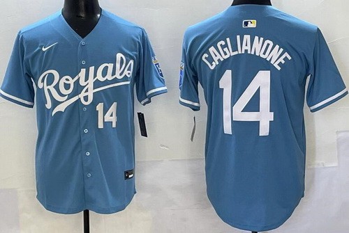 Men's Kansas City Royals #14 Jac Caglianone Light Blue Limited Jersey
