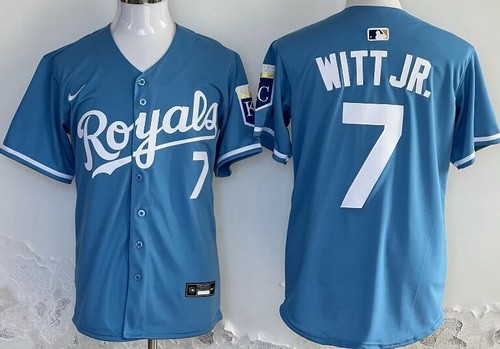 Men's Kansas City Royals #7 Bobby Witt Jr Light Blue Limited Jersey