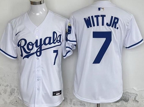 Men's Kansas City Royals #7 Bobby Witt Jr White Limited Jersey