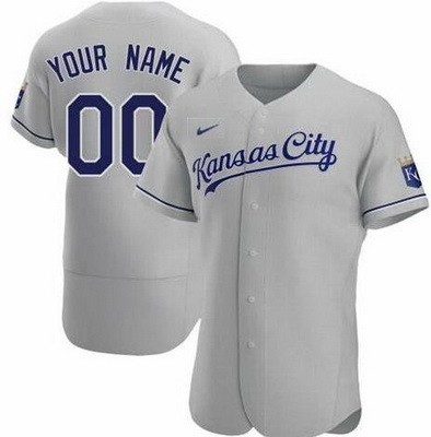 Men's Kansas City Royals Customized Gray Road Authentic Jersey
