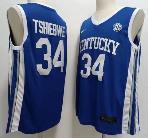 Men's Kentucky Wildcats #34 Oscar Tshiebwe Blue College Basketball Jersey