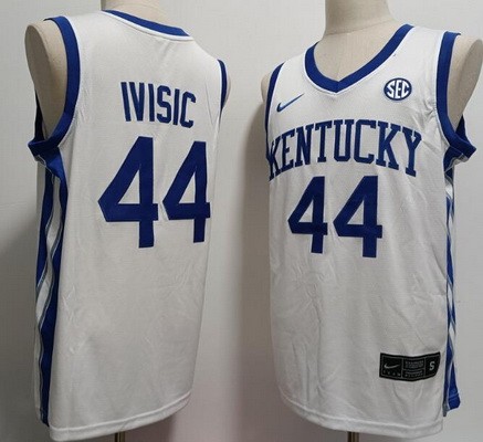 Men's Kentucky Wildcats #44 Zvonimir Ivisic White College Basketball Jersey