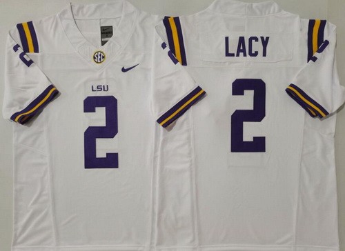 Men's LSU Tigers #2 Kyren Lacy White College Football Jersey