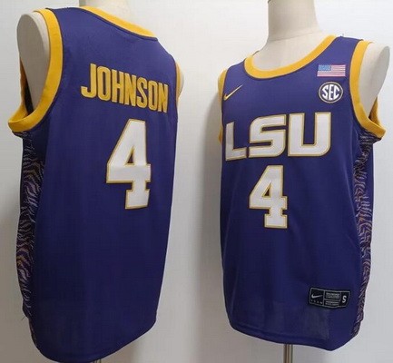 Men's LSU Tigers #4 Flau'jae Johnson Purple College Basketball Jersey