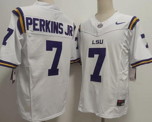 Men's LSU Tigers #7 Harold Perkins Jr Limited White College Football Jersey