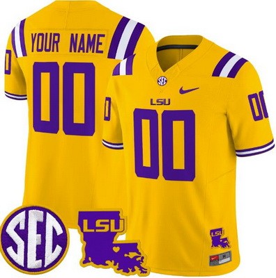 Men's LSU Tigers Custom Limited Yellow Fashion FUSE College Football Jersey