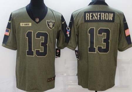Men's Las Vegas Raiders #13 Hunter Renfrow Limited Olive 2021 Salute To Service Jersey