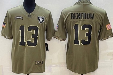 Men's Las Vegas Raiders #13 Hunter Renfrow Limited Olive 2022 Salute To Service Jersey