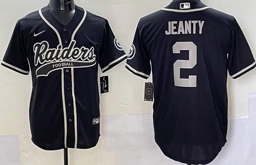 Men's Las Vegas Raiders #2 Ashton Jeanty Limited Black Fashion Baseball Jersey