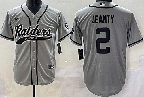 Men's Las Vegas Raiders #2 Ashton Jeanty Limited Gray Fashion Baseball Jersey