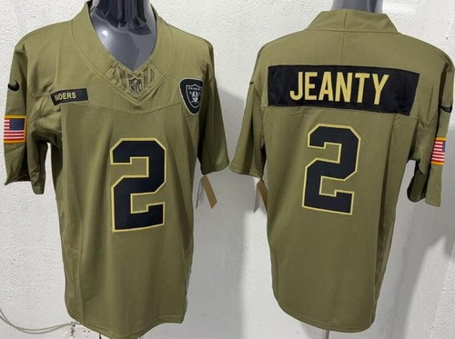 Men's Las Vegas Raiders #2 Ashton Jeanty Limited Green 2025 Salute To Service Jersey