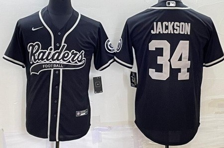 Men's Las Vegas Raiders #34 Bo Jackson Black Baseball Jersey