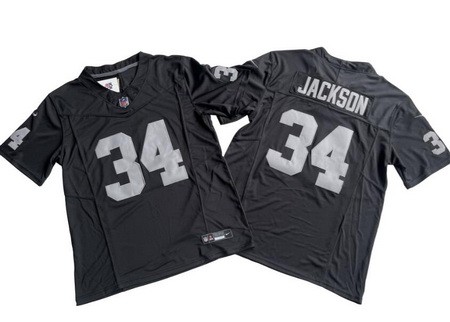 Men's Las Vegas Raiders #34 Bo Jackson Limited Black FUSE Vapor Jersey