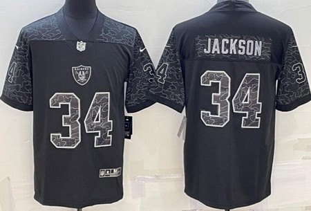 Men's Las Vegas Raiders #34 Bo Jackson Limited Black RFLCTV Jersey