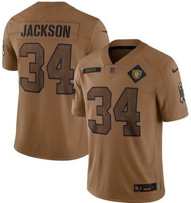 Men's Las Vegas Raiders #34 Bo Jackson Limited Brown 2023 Salute To Service Jersey