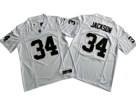Men's Las Vegas Raiders #34 Bo Jackson Limited White FUSE Vapor Jersey