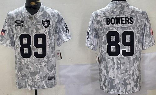 Men's Las Vegas Raiders #89 Brock Bowers Limited Arctic Camo 2024 Salute to Service Jersey