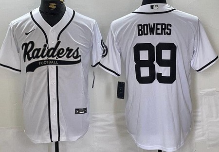Men's Las Vegas Raiders #89 Brock Bowers Limited White Fashion Baeball Jersey