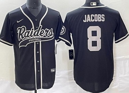 Men's Las Vegas Raiders #8 Josh Jacobs Limited Black Baseball Jersey