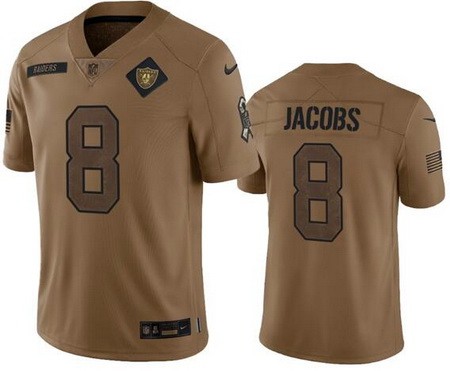 Men's Las Vegas Raiders #8 Josh Jacobs Limited Brown 2023 Salute To Service Jersey