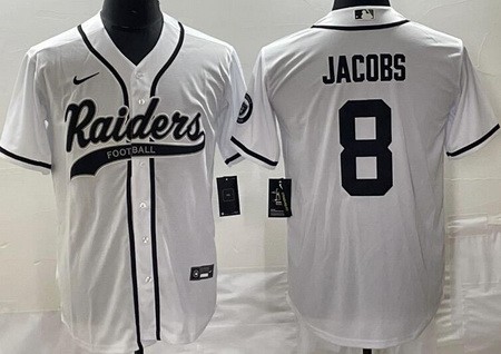 Men's Las Vegas Raiders #8 Josh Jacobs Limited White Baseball Jersey