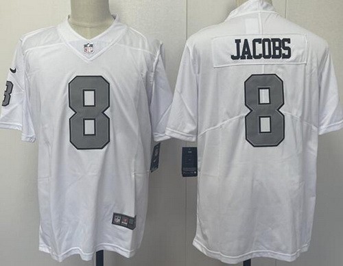 Men's Las Vegas Raiders #8 Josh Jacobs Limited White Throwback Vapor Jersey