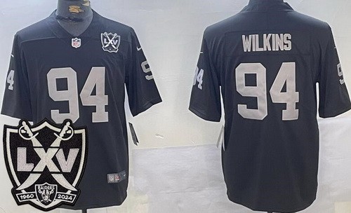 Men's Las Vegas Raiders #94 Christian Wilkins Limited Black 65th Season Vapor Jersey