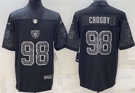 Men's Las Vegas Raiders #98 Maxx Crosby Limited Black RFLCTV Jersey