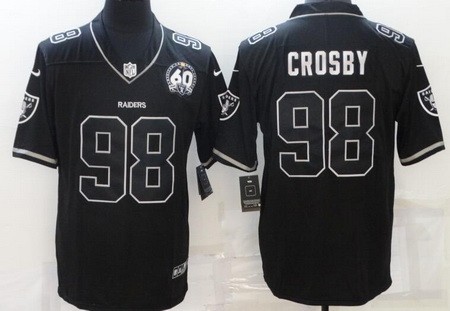 Men's Las Vegas Raiders #98 Maxx Crosby Limited Black Shadow 60th Vapor Jersey