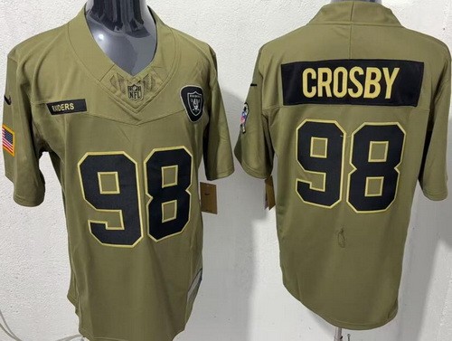 Men's Las Vegas Raiders #98 Maxx Crosby Limited Green 2025 Salute To Service Jersey