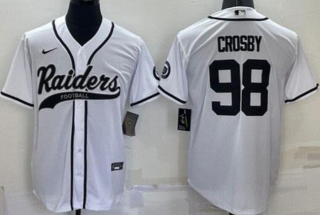 Men's Las Vegas Raiders #98 Maxx Crosby White Baseball Jersey