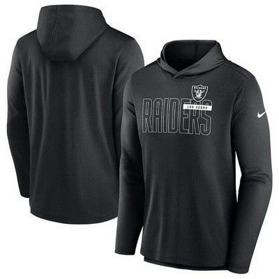 Men's Las Vegas Raiders Black Lightweight Performance Hooded Long Sleeve T Shirt