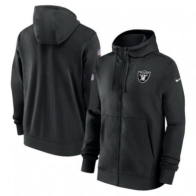 Men's Las Vegas Raiders Black Sideline Club Performance Full Zip Hoodie