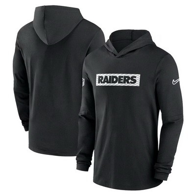 Men's Las Vegas Raiders Black Sideline Hoodie Performance Long Sleeve T Shirt