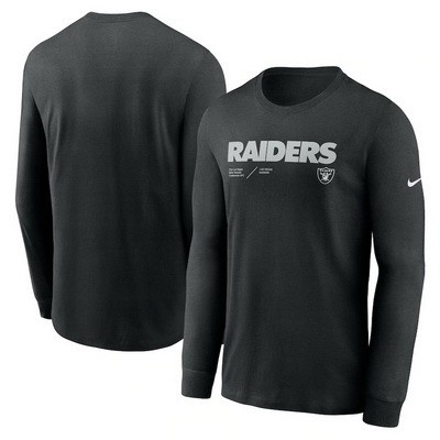 Men's Las Vegas Raiders Black Sideline Infograph Lock Up Performance Long Sleeve T Shirt