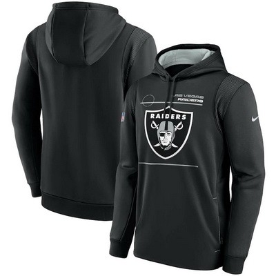 Men's Las Vegas Raiders Black Sideline Logo Performance Pullover Hoodie