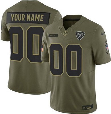 Men's Las Vegas Raiders Custom Limited Green 2025 Salute To Service Jersey