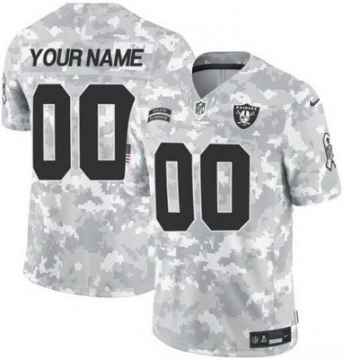 Men's Las Vegas Raiders Customized Limited Arctic Camo 2024 Salute to Service Jersey