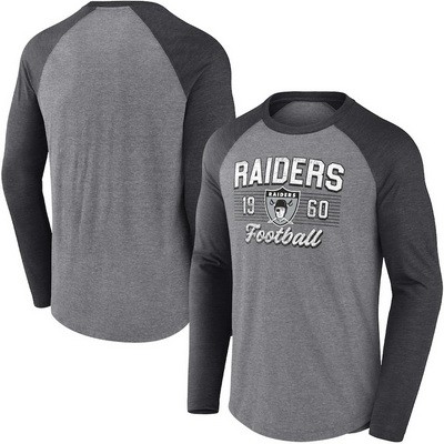 Men's Las Vegas Raiders Gray 1960 Tri Blend Raglan Athletic Long Sleeve T Shirt