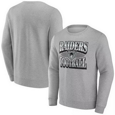 Men's Las Vegas Raiders Gray Chance Throwback Fleece Pullover Sweatshirt